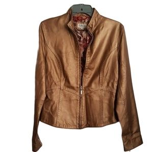 Georgiou Leather Moto Jacket  Bronze Sz 6